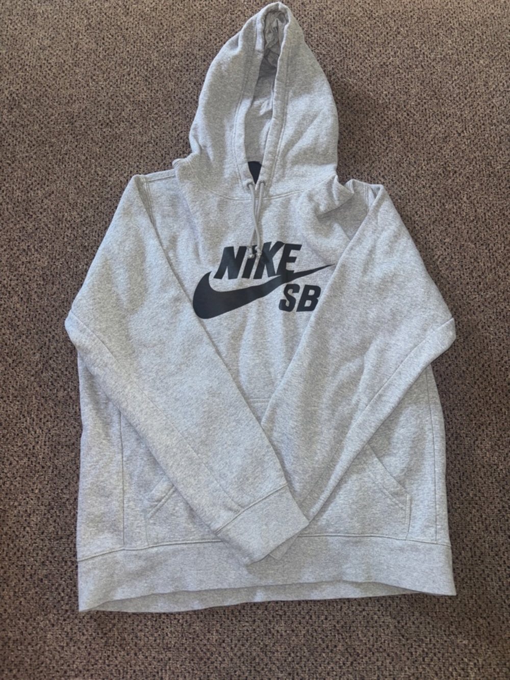 Nike Light Gray Zip-Up Hoodie with Black Logo - Men's